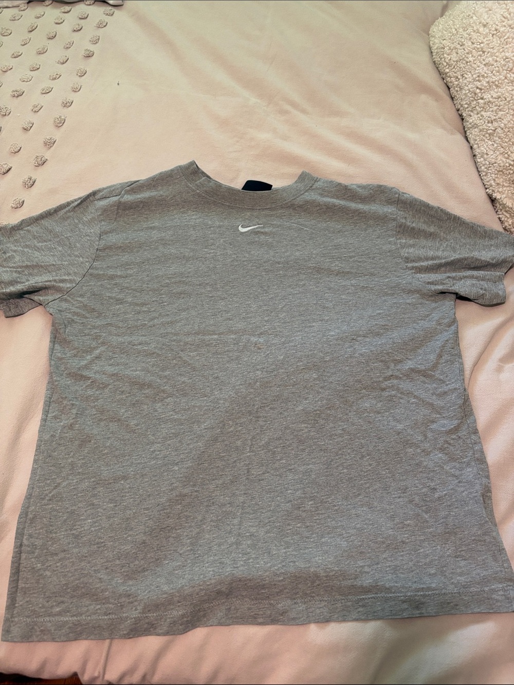 Nike Gray Short-Sleeve oversized Crew T-Shirt with White Swoosh